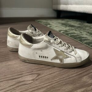Golden Goose Women's White and Gold Sneakers